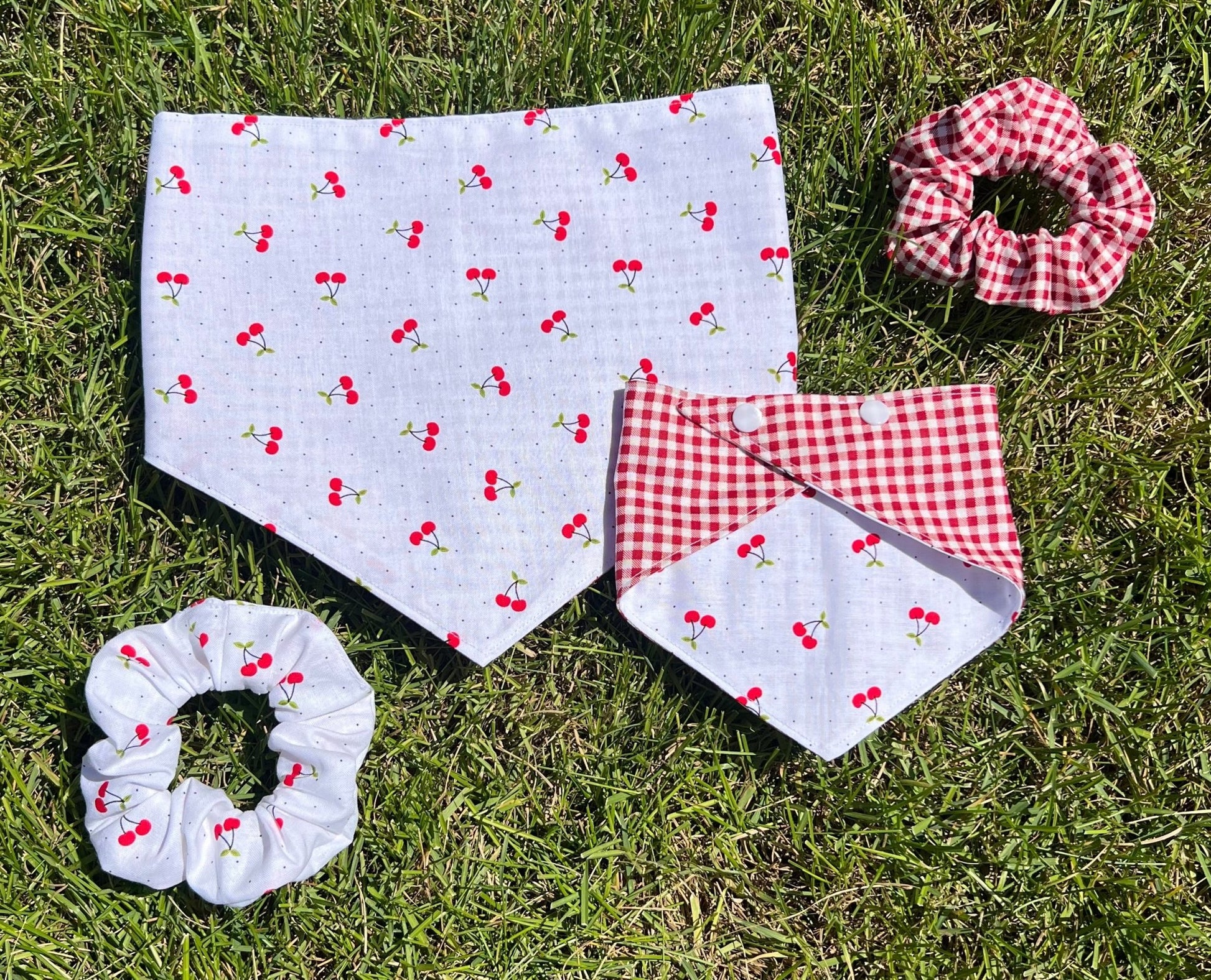 Cherry Picnic Reversible Pet Bandanas