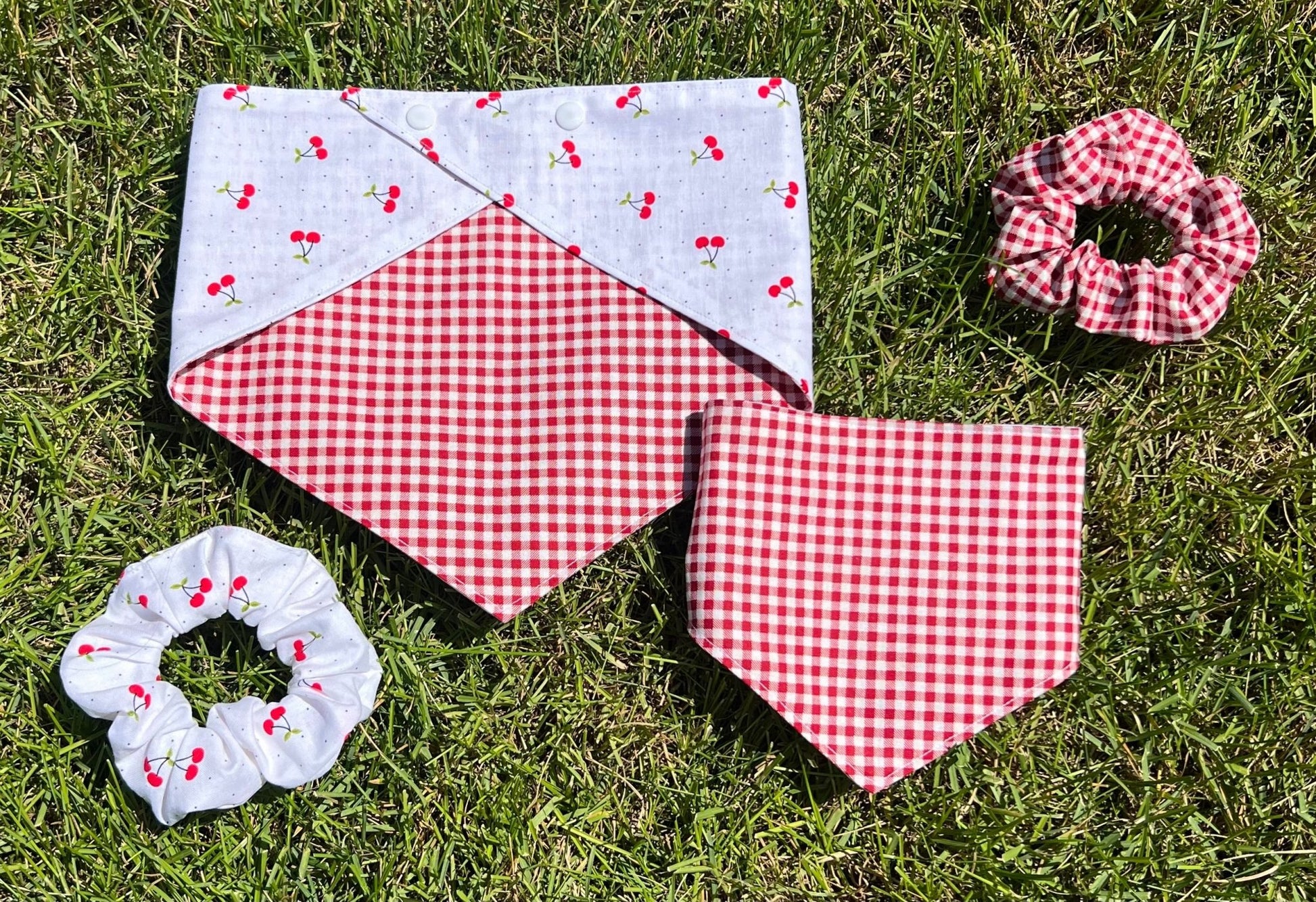 Cherry Picnic Reversible Pet Bandanas