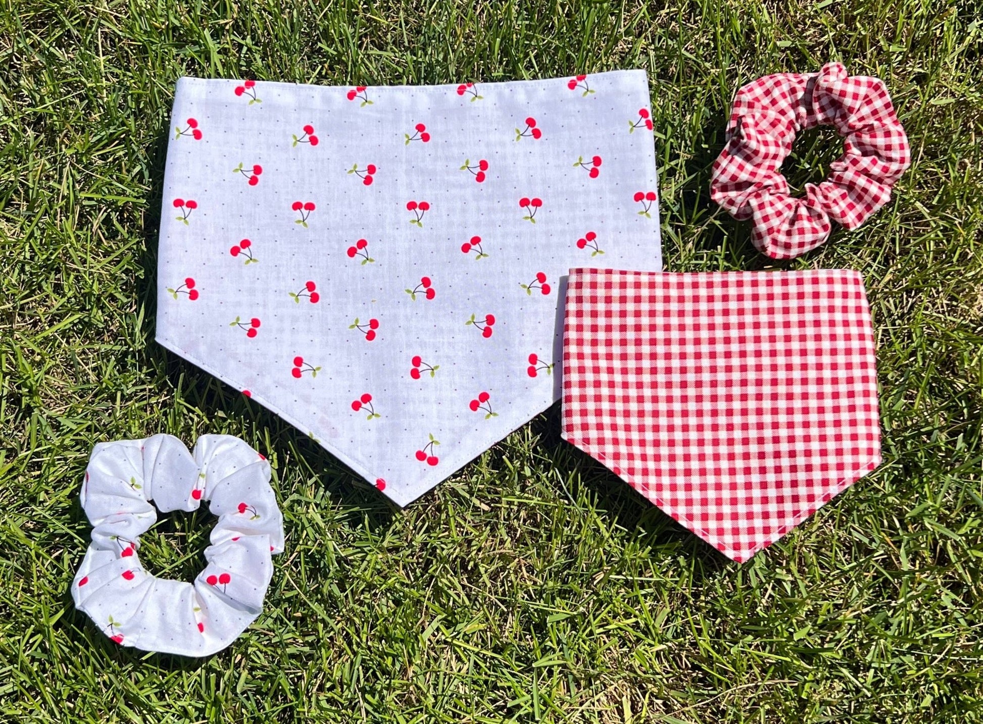 Cherry Picnic Reversible Pet Bandanas