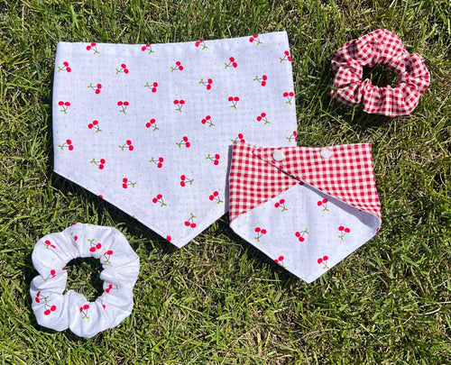 Cherry Picnic Reversible Pet Bandanas