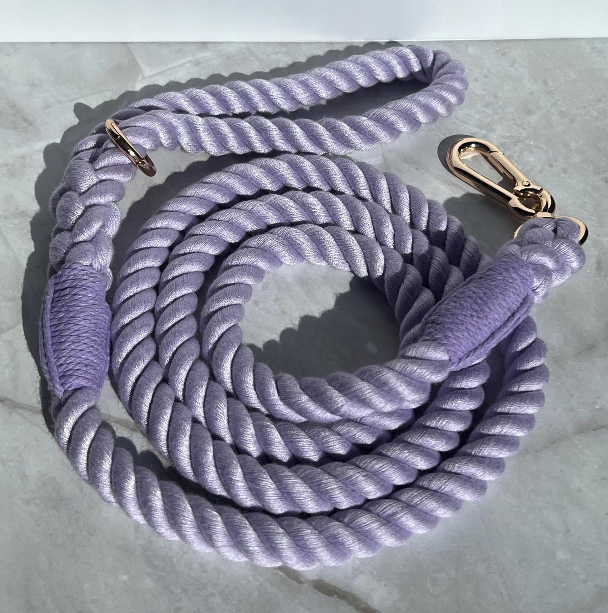Purple Cotton Dog Leash Premium Walking Set Waste Bag Holder Collection Training Equipment Bundle Essential Pet Supply Package Durable Rope Construction Quality Hardware Design Complete Care Set Long Length Training Gear