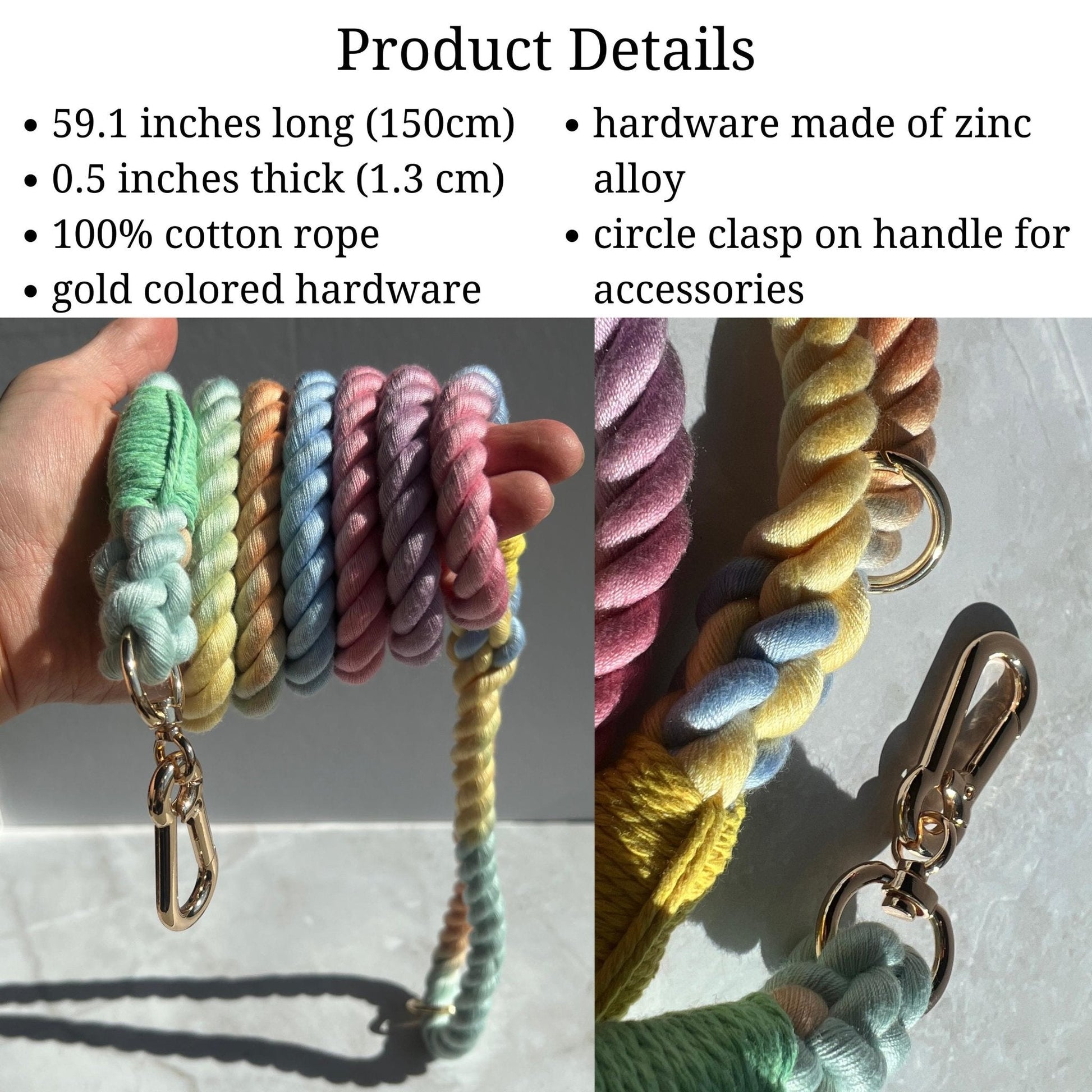 Cotton Rope Dog Leash Set With Waste Bag Dispenser