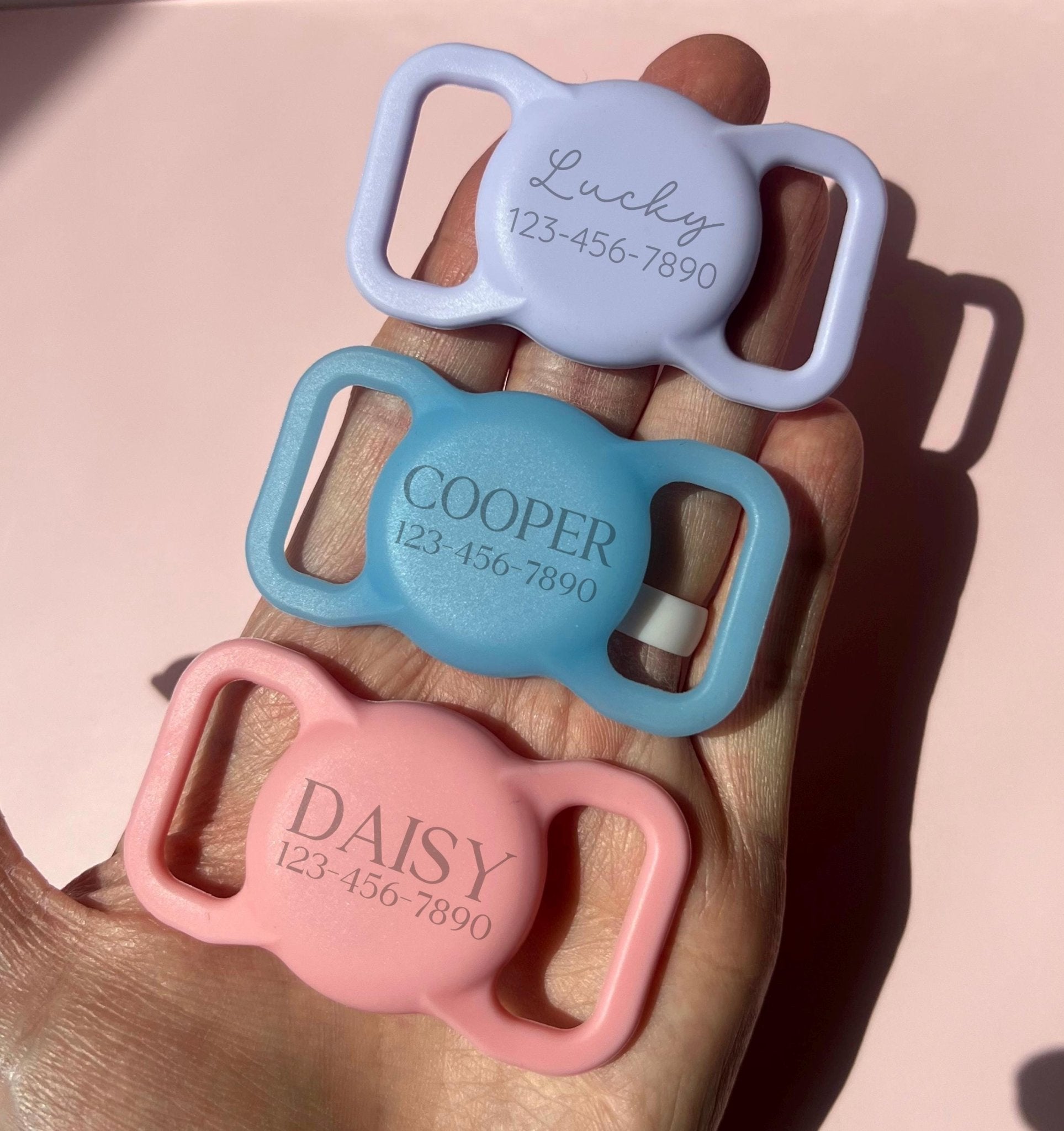 Pet Safety Tracker Custom Collar Tag Silicone Airtag Holder Phone Location Device Personalized Name Display Multiple Color Options Glow In Dark Feature Premium Quality Construction Durable Pet Accessory Smart Tracking System Modern Design