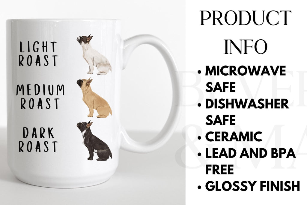 Custom Color Coffee Mug French Bulldog Design Funny Pet Gift Collection Ceramic Cup Light Blue Accent Birthday Present Dog Lover Essential Daily Coffee Tumbler Cute Puppy Illustration Perfect Home Decor Unique Style Design