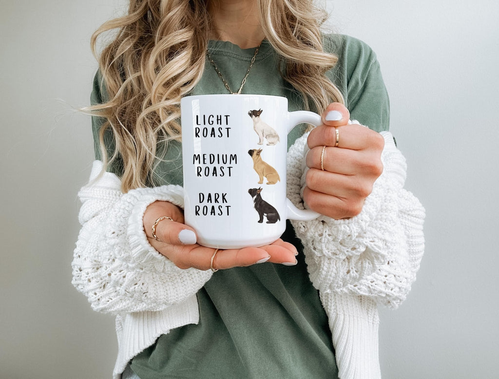 Coffee Lover Gift Mug French Bulldog Design Ceramic Cup Collection Light Blue Accent Custom Color Option Birthday Present Pet Owner Essential Daily Use Tumbler Cute Puppy Artwork Perfect Home Decor Choice