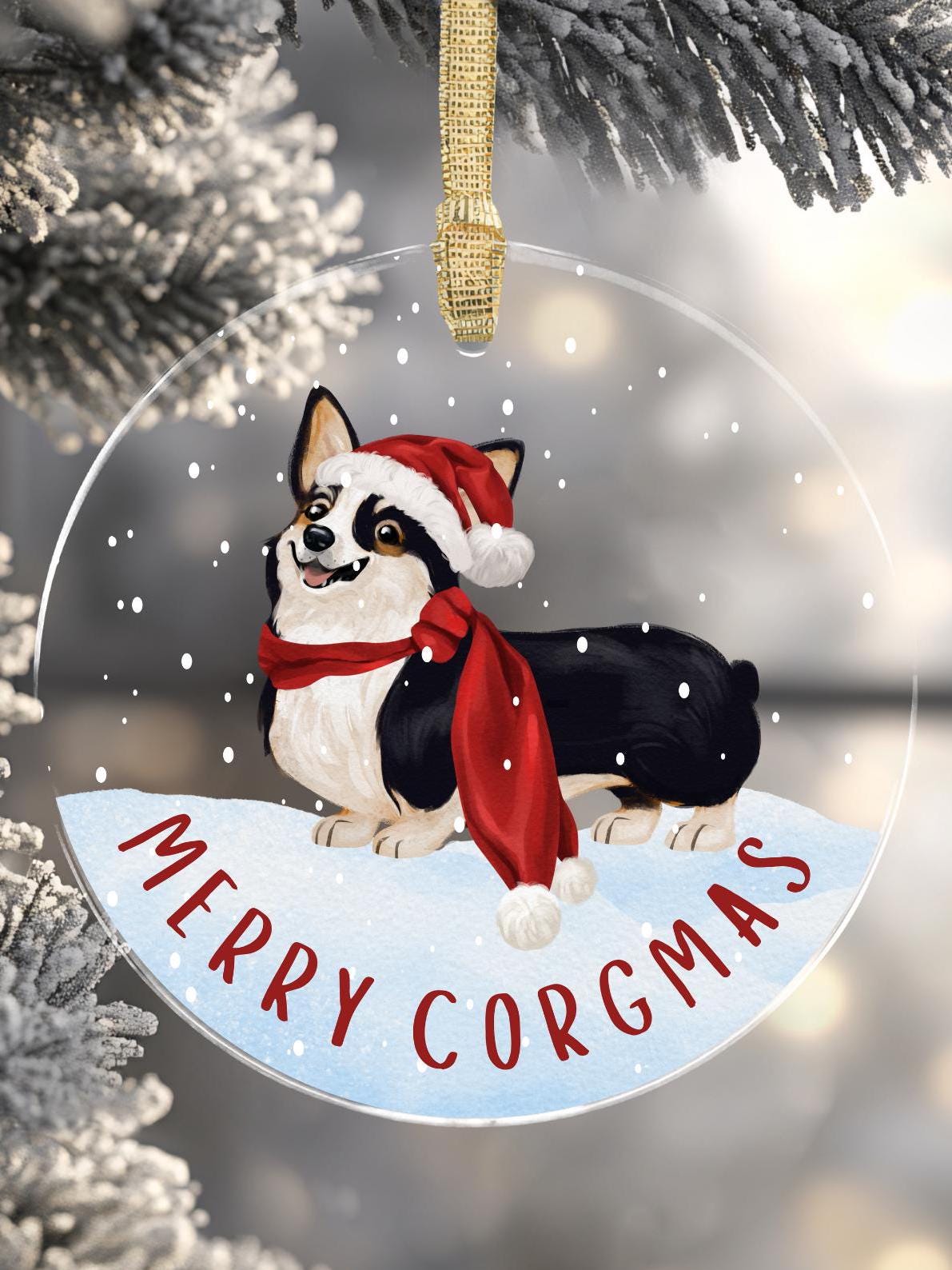 Funny Gift for Corgi Mom Xmas Decor Unique Gift Dog Parent Holiday Decoration Acrylic Ornament Personalized Present Corgi Christmas Ornament