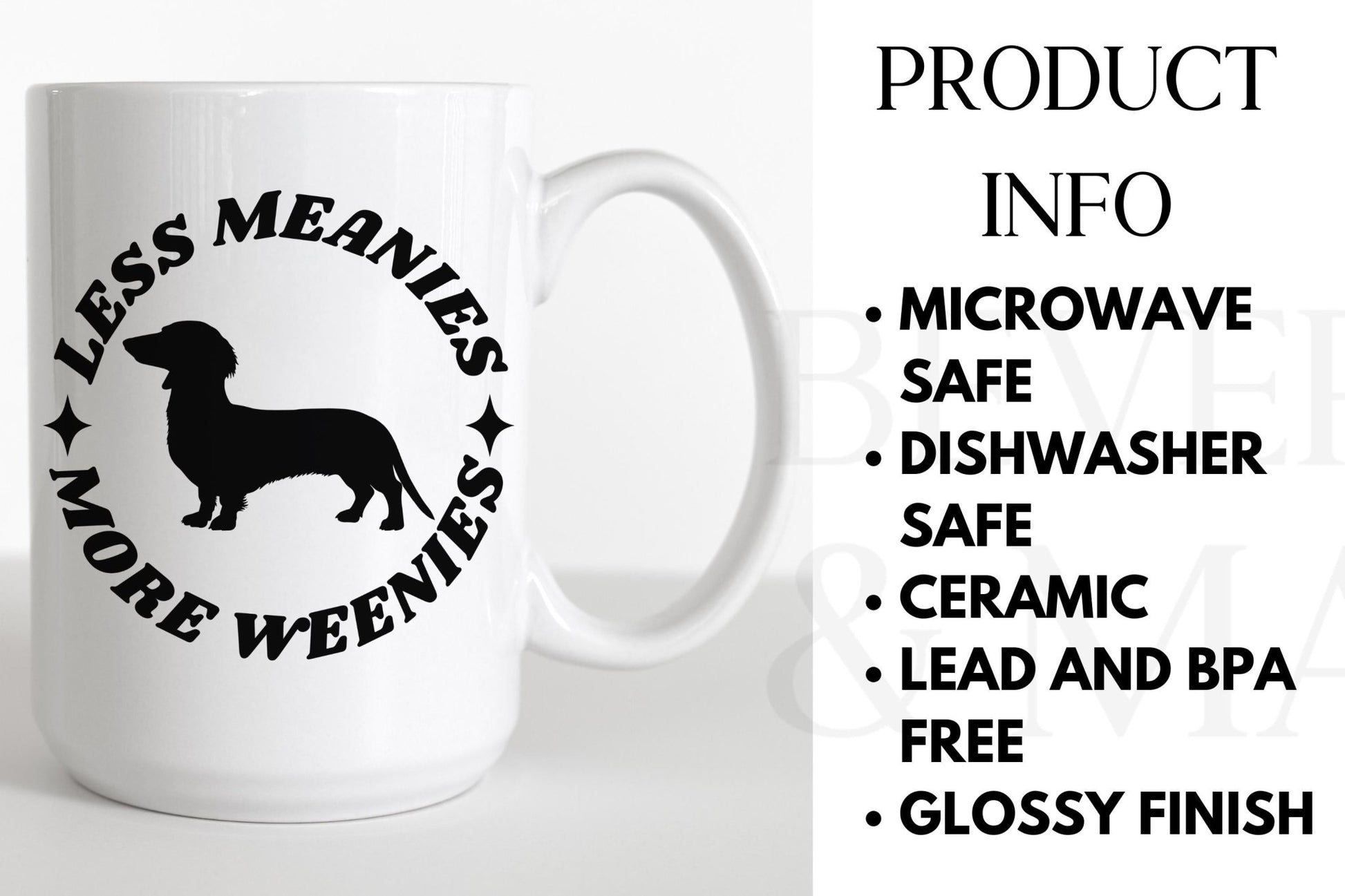 Dog Mom Coffee Cup Dachshund Silhouette Design Funny Pet Lover Gift White Ceramic Mug Blue Handle Option Memorial Present Choice Small Dog Essential Premium Quality Construction Dishwasher Safe Modern Kitchen Style Custom Size Selection