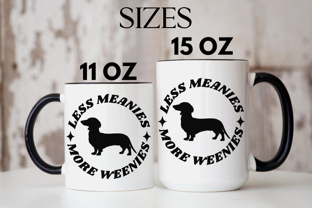 Dachshund Coffee Mug Funny Pet Design White Ceramic Cup Blue Handle Option Dog Mom Gift Idea Memorial Present Choice Small Dog Lover Essential Daily Coffee Cup Premium Construction Dishwasher Safe Modern Kitchen Style Custom Size Selection