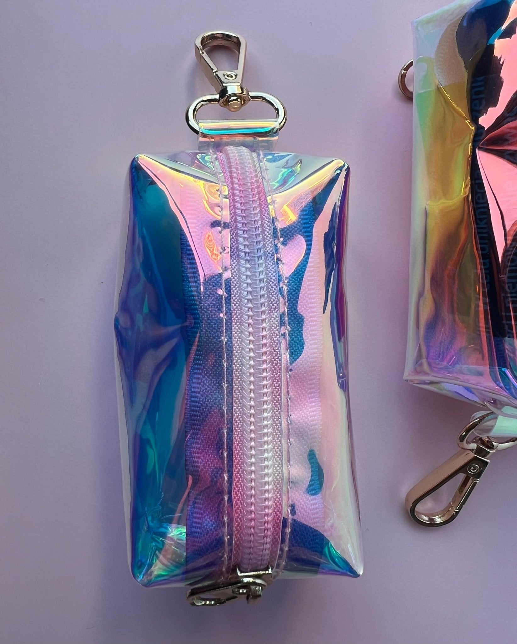 Rainbow Pet Storage Holographic Dog Waste Holder Premium Walking Accessory Durable Container Construction Metal Clip Attachment Convenient Poop Bag Dispenser Essential Supply Organizer Beautiful Iridescent Design Practical Daily Helper