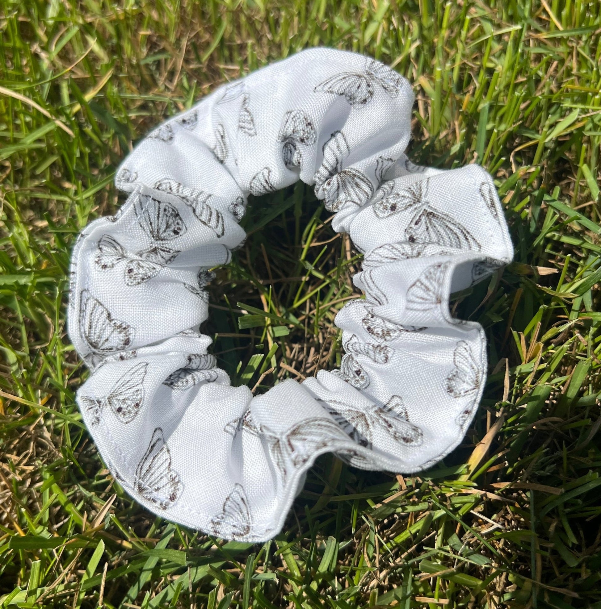 Cotton Fabric Hair Scrunchie with Elastic BandAvailable in Strawberry PrintButterfly Printor Floral Print PatternsMatching Dog Bandanas Available Separately