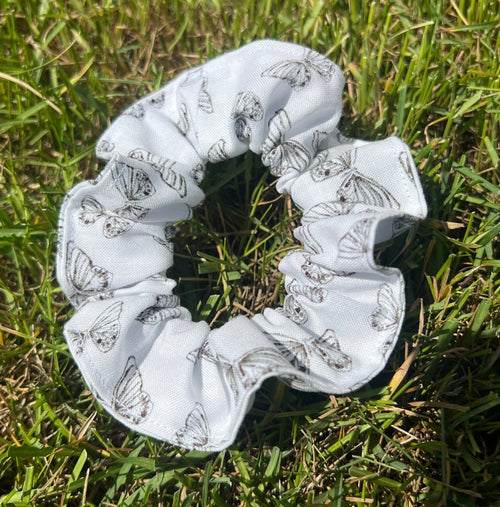 Cotton Fabric Hair Scrunchie with Elastic BandAvailable in Strawberry PrintButterfly Printor Floral Print PatternsMatching Dog Bandanas Available Separately