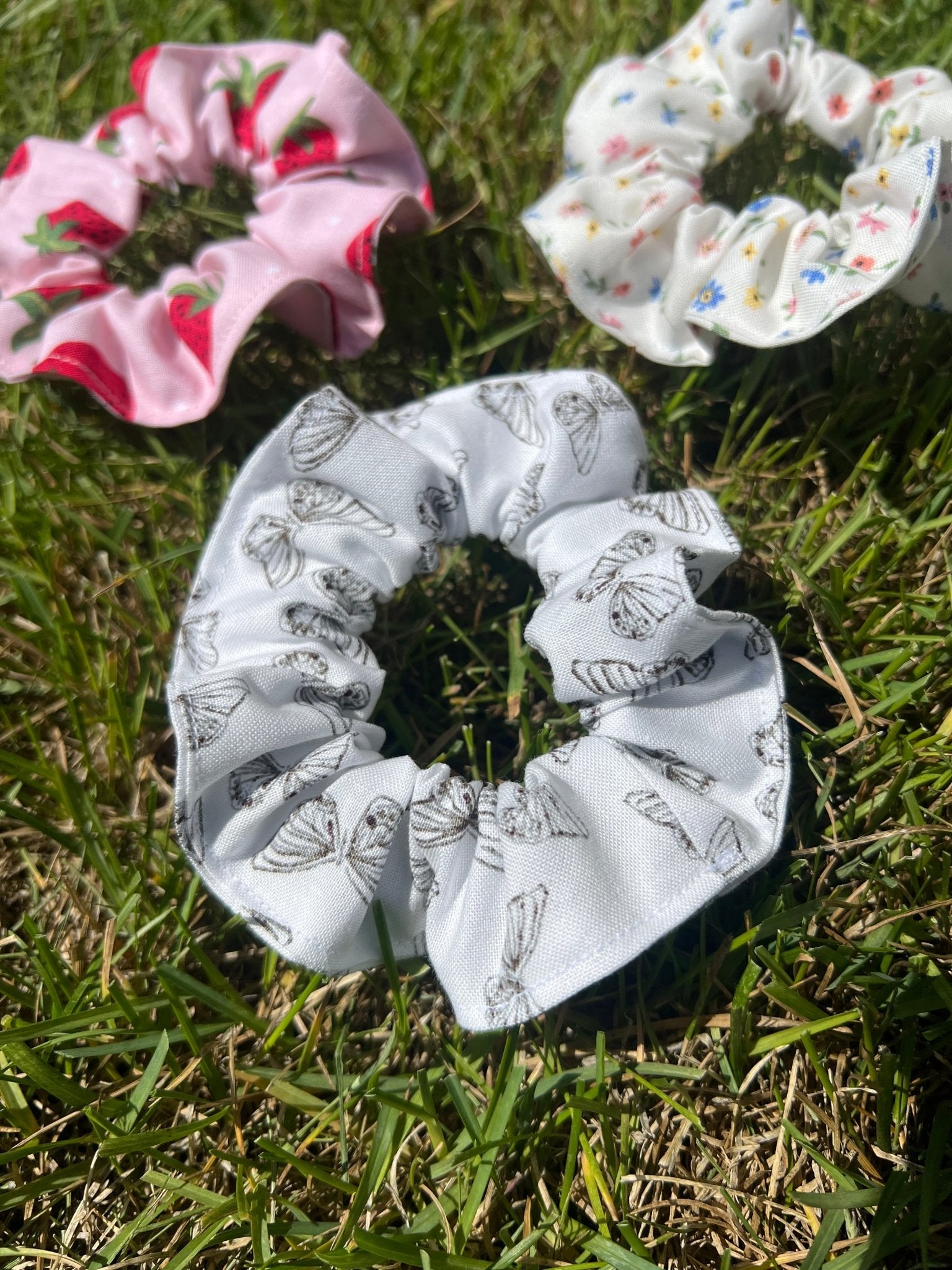 Trendy Hair Accessory Cotton Material Collection Summer Style Scrunchie Beautiful Pattern Design Soft Elastic Construction Premium Quality Essential Fashion Statement Perfect Daily Wear Summer Look Matching Style Set Beautiful Collection